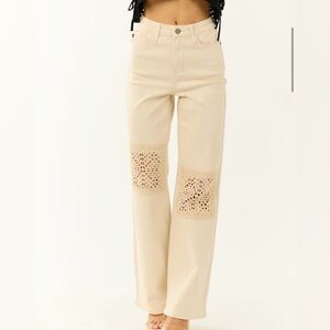 Cream Colored Patchwork Jeans